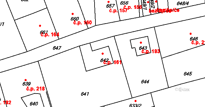 Rýnovice 161, Jablonec nad Nisou na parcele st. 642 v KÚ Rýnovice, Katastrální mapa