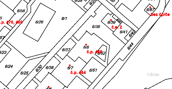 Neštěmice 465, Ústí nad Labem na parcele st. 6/8 v KÚ Neštěmice, Katastrální mapa