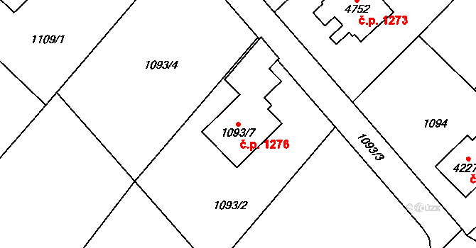 Žamberk 1276 na parcele st. 1093/7 v KÚ Žamberk, Katastrální mapa