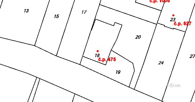 Dolní Lutyně 475 na parcele st. 18 v KÚ Dolní Lutyně, Katastrální mapa