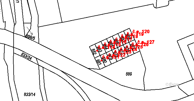 Miřetice u Klášterce nad Ohří 114, Klášterec nad Ohří na parcele st. 882 v KÚ Miřetice u Klášterce nad Ohří, Katastrální mapa