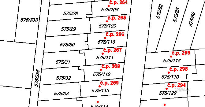 Klokoty 267, Tábor na parcele st. 575/111 v KÚ Klokoty, Katastrální mapa