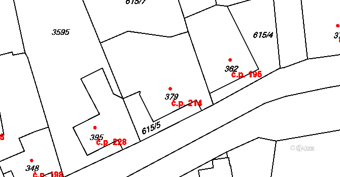 Jílové 214 na parcele st. 379 v KÚ Jílové u Děčína, Katastrální mapa