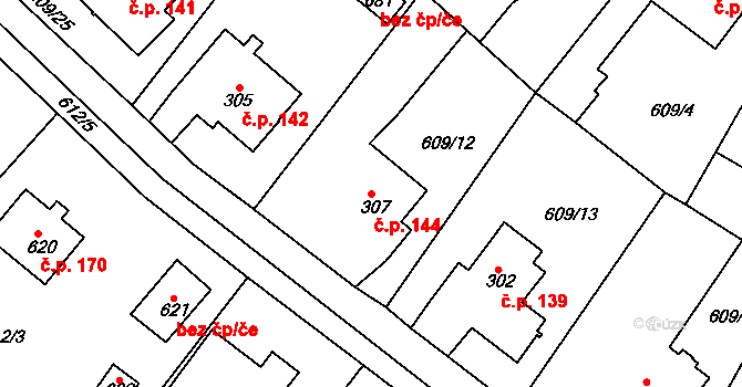 Čachovice 144 na parcele st. 307 v KÚ Čachovice, Katastrální mapa