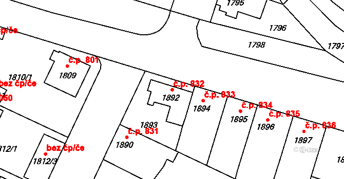České Budějovice 7 832, České Budějovice na parcele st. 1892 v KÚ České Budějovice 7, Katastrální mapa