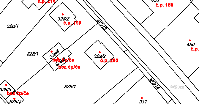 Pražské Předměstí 200, Bílina na parcele st. 329/2 v KÚ Bílina, Katastrální mapa
