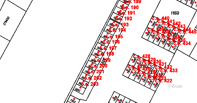 Kuřim 197 na parcele st. 3947 v KÚ Kuřim, Katastrální mapa