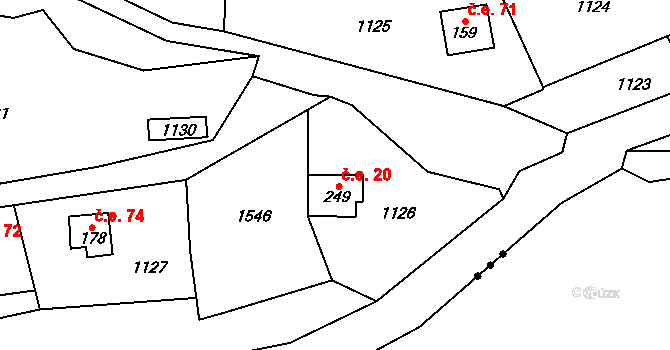 Čelina 20, Borotice na parcele st. 249 v KÚ Čelina, Katastrální mapa