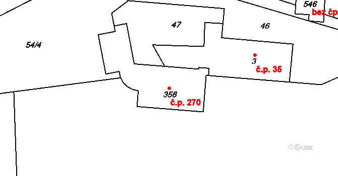 Mratín 270 na parcele st. 356 v KÚ Mratín, Katastrální mapa