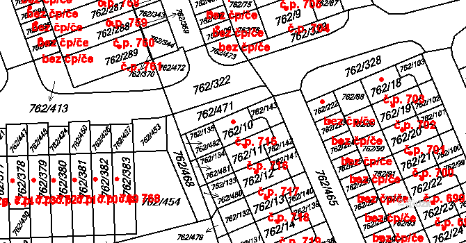 Liberec XII-Staré Pavlovice 715, Liberec na parcele st. 762/10 v KÚ Staré Pavlovice, Katastrální mapa