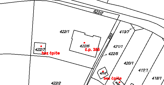 Pražské Předměstí 385, Bílina na parcele st. 422/6 v KÚ Bílina, Katastrální mapa