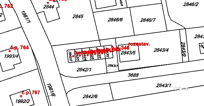 Rumburk 1 344, Rumburk na parcele st. 2843/3 v KÚ Rumburk, Katastrální mapa