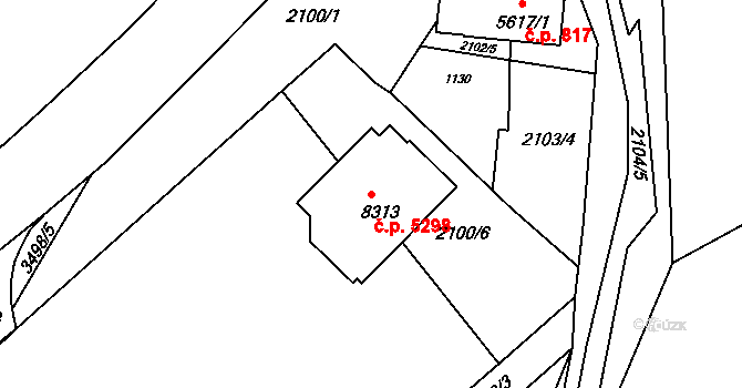 Zlín 5298 na parcele st. 8313 v KÚ Zlín, Katastrální mapa