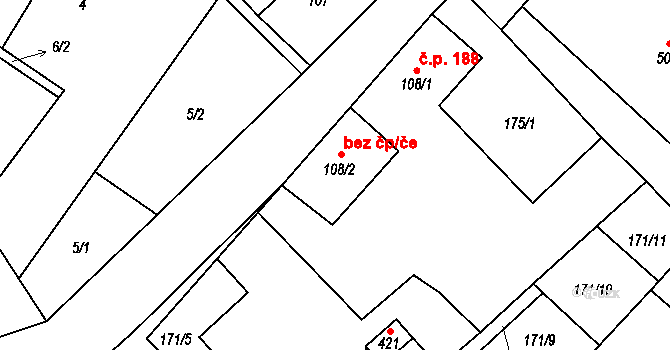 Vidnava 38552434 na parcele st. 108/2 v KÚ Vidnava, Katastrální mapa