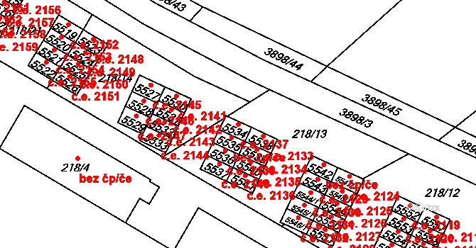 Řečkovice 2137, Brno na parcele st. 5534 v KÚ Řečkovice, Katastrální mapa