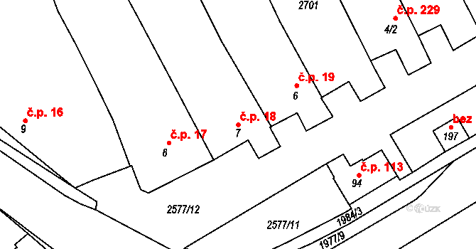 Hrádek na Vlárské dráze 18, Slavičín na parcele st. 7 v KÚ Hrádek na Vlárské dráze, Katastrální mapa