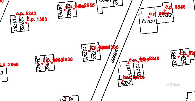 Zlín 1306 na parcele st. 1373/2 v KÚ Zlín, Katastrální mapa