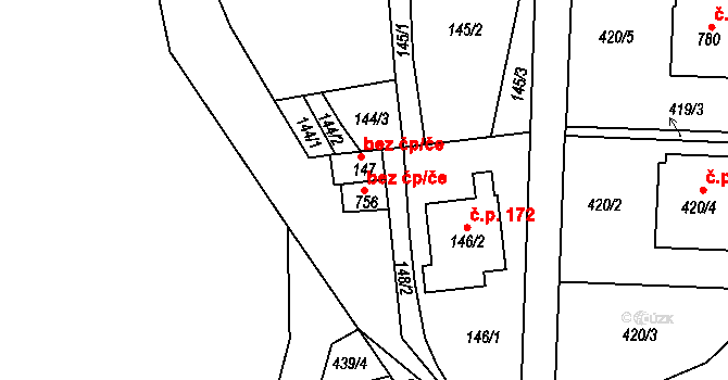 Koněšín 43591434 na parcele st. 756 v KÚ Koněšín, Katastrální mapa