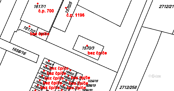 Brno 45564434 na parcele st. 1570/3 v KÚ Černovice, Katastrální mapa