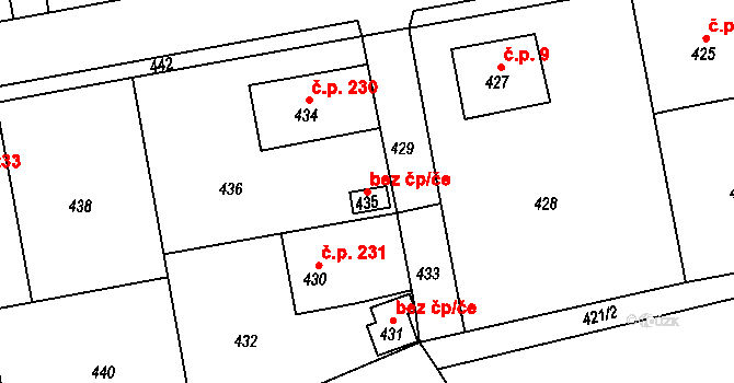 Osek 47045434 na parcele st. 435 v KÚ Osek u Hořovic, Katastrální mapa