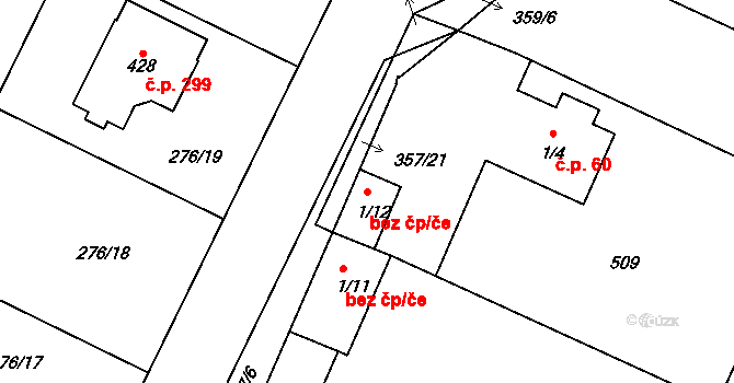 Chotoviny 47404434 na parcele st. 1/12 v KÚ Chotoviny, Katastrální mapa