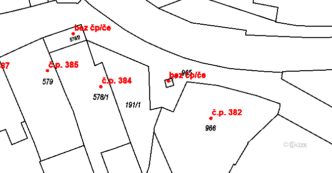 Vizovice 47792434 na parcele st. 965 v KÚ Vizovice, Katastrální mapa