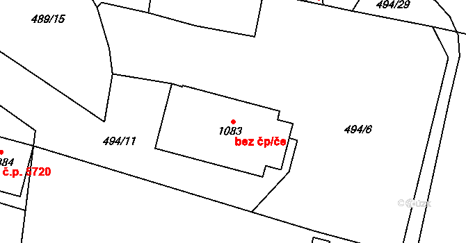 Jihlava 48104434 na parcele st. 1083 v KÚ Bedřichov u Jihlavy, Katastrální mapa