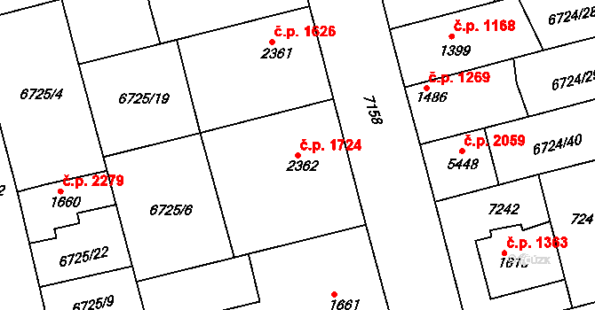 Uherský Brod 1724 na parcele st. 2362 v KÚ Uherský Brod, Katastrální mapa