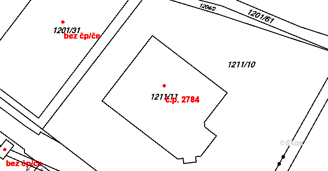 České Budějovice 3 2784, České Budějovice na parcele st. 1211/11 v KÚ České Budějovice 3, Katastrální mapa