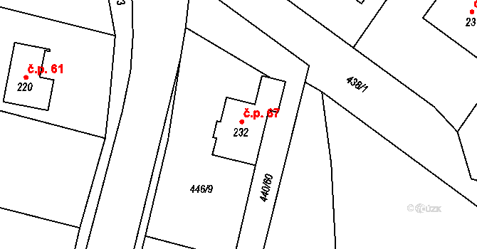 Smrkový Týnec 67, Rabštejnská Lhota na parcele st. 232 v KÚ Smrkový Týnec, Katastrální mapa
