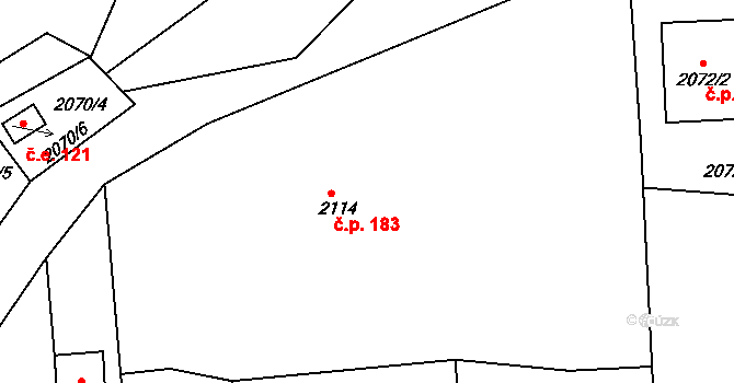 Nýřany 183 na parcele st. 2114 v KÚ Nýřany, Katastrální mapa