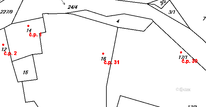 Beroun-Hostim 31, Beroun na parcele st. 16 v KÚ Hostim u Berouna, Katastrální mapa