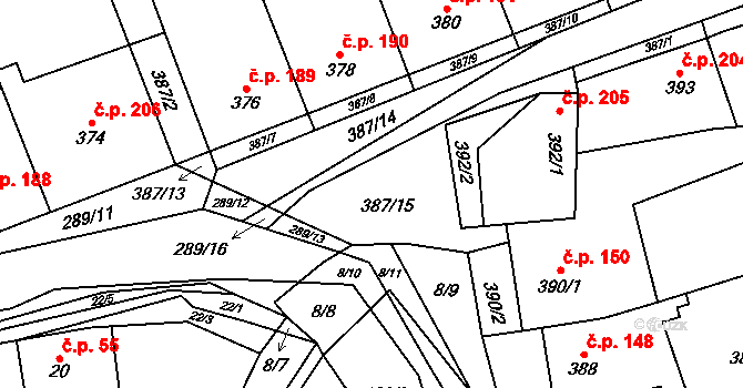 Svinařov 205 na parcele st. 392/1 v KÚ Svinařov u Kladna, Katastrální mapa