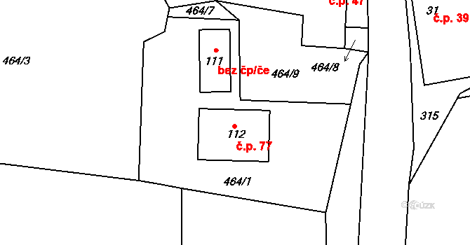 Chvalovice 77 na parcele st. 112 v KÚ Chvalovice u Netolic, Katastrální mapa