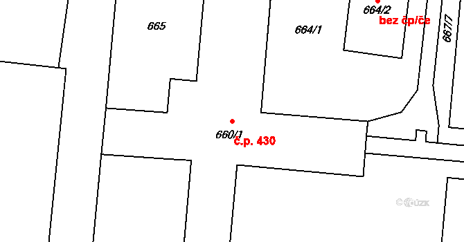 Velké Opatovice 430 na parcele st. 660/1 v KÚ Velké Opatovice, Katastrální mapa