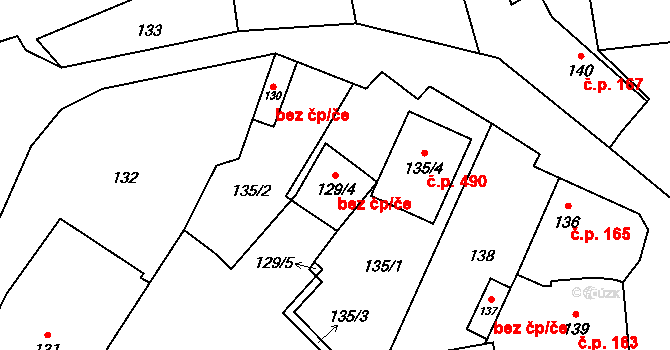 Znojmo 88113434 na parcele st. 129/4 v KÚ Oblekovice, Katastrální mapa