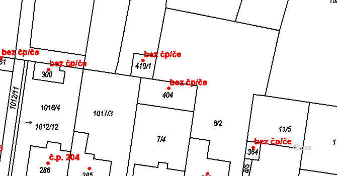Roštění 88269434 na parcele st. 404 v KÚ Roštění, Katastrální mapa