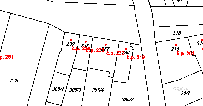 Přerov III-Lověšice 233, Přerov na parcele st. 237 v KÚ Lověšice u Přerova, Katastrální mapa