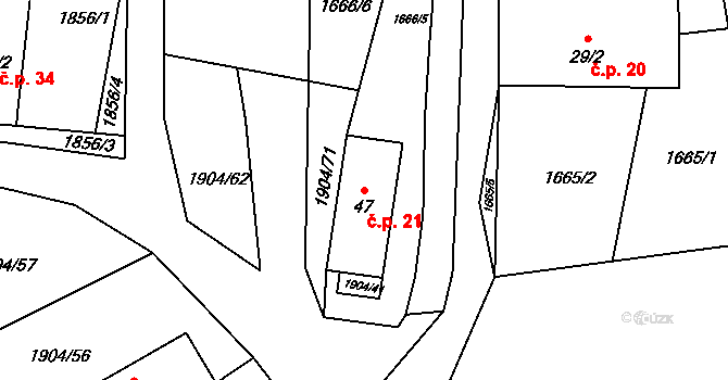 Dobčice 21, Záboří na parcele st. 47 v KÚ Lipanovice, Katastrální mapa