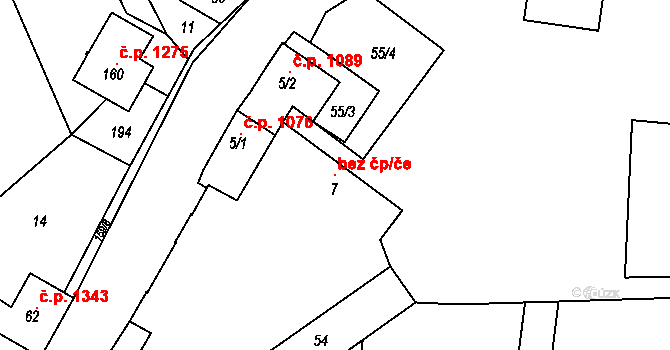 Litovel 120178435 na parcele st. 7 v KÚ Chořelice, Katastrální mapa