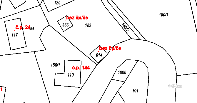 Bozkov 120427435 na parcele st. 614 v KÚ Bozkov, Katastrální mapa