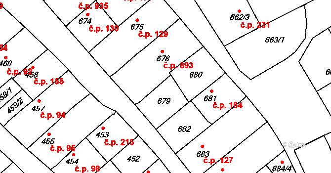 Lužice 114 na parcele st. 679 v KÚ Lužice u Hodonína, Katastrální mapa