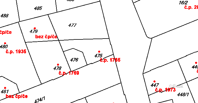 Kladno 1785 na parcele st. 475 v KÚ Kladno, Katastrální mapa