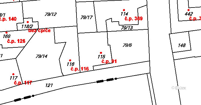 Hovorčovice 91 na parcele st. 115 v KÚ Hovorčovice, Katastrální mapa