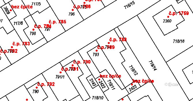 Brandýs nad Labem 789, Brandýs nad Labem-Stará Boleslav na parcele st. 793 v KÚ Brandýs nad Labem, Katastrální mapa