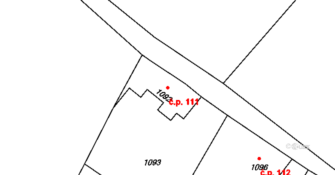 Donín 111, Hrádek nad Nisou na parcele st. 1092 v KÚ Donín u Hrádku nad Nisou, Katastrální mapa
