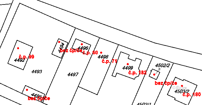 Mimoň V 71, Mimoň na parcele st. 4498 v KÚ Mimoň, Katastrální mapa