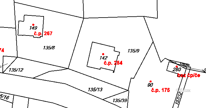 Janské Lázně 254 na parcele st. 142 v KÚ Černá Hora v Krkonoších, Katastrální mapa