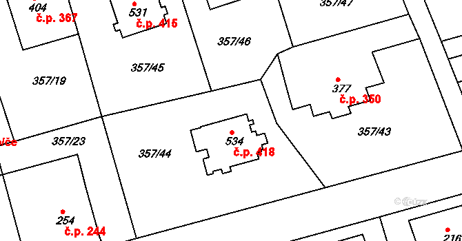 Dolní Poustevna 418 na parcele st. 534 v KÚ Dolní Poustevna, Katastrální mapa
