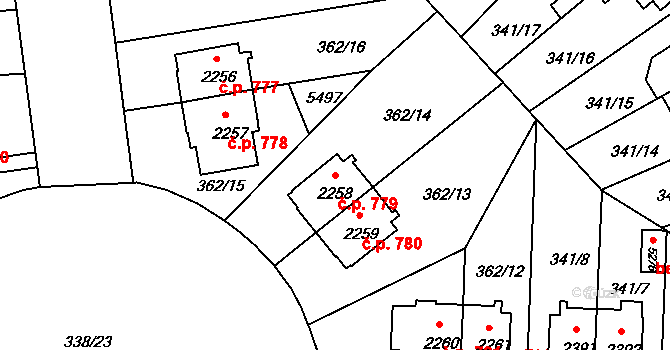 Kolín V 779, Kolín na parcele st. 2258 v KÚ Kolín, Katastrální mapa